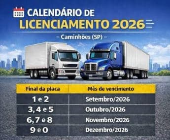 Licenciamento de caminhões no estado de SP começa neste mês
